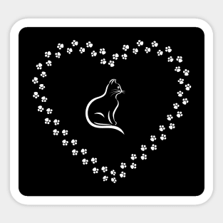 Cute Cat Love - Black Sticker